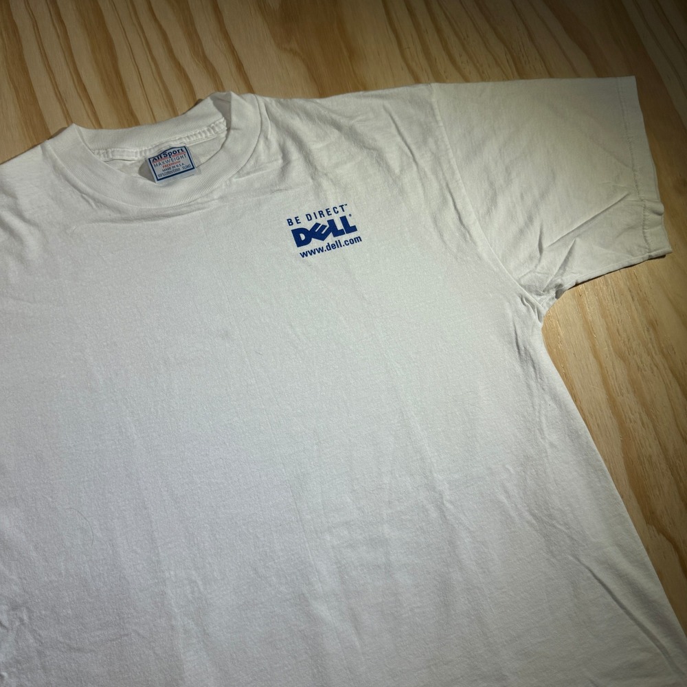 All Sport Men's Dell Be Direct Computer Tech Promo Tee White Vintage Size XL